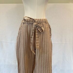 Rhythm Beige & White Striped Tie-Waist Pants